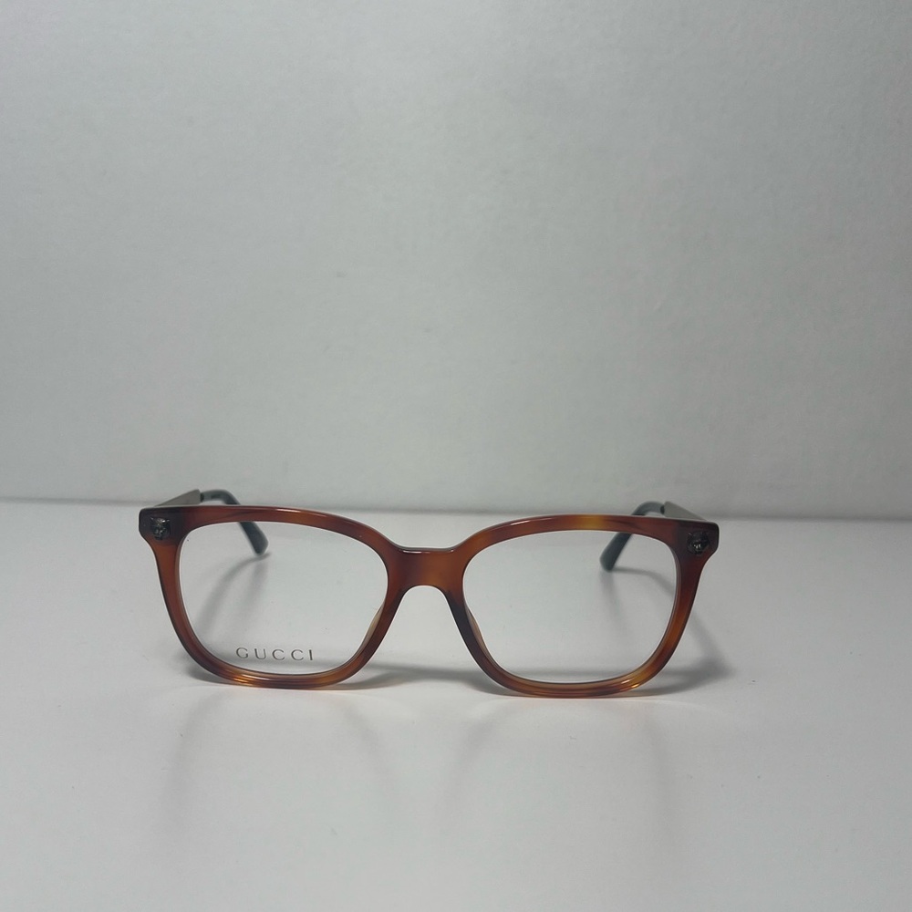 Gucci Marble Tortoise Shell Havana Print Brass Eyeglasses Eye Glasses GG0218O - Picture 6 of 13